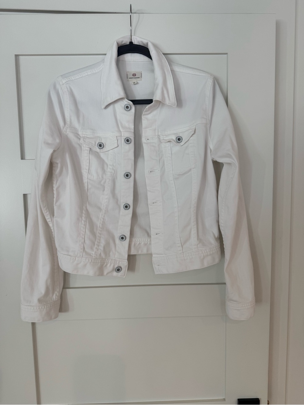 White Women's Denim Jacket - Casual Button-Up